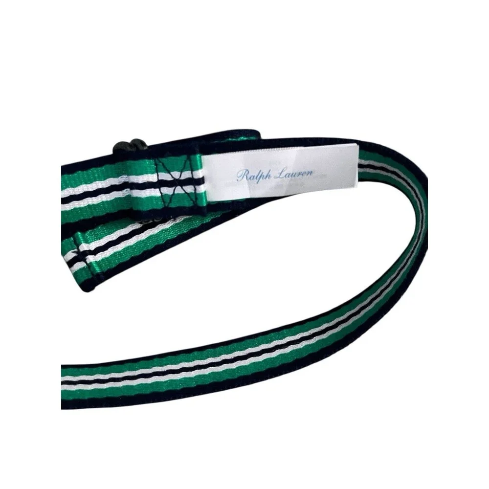 Polo Ralph Lauren 24” Boys 18Mth Striped Fabric Belt Navy Green Double D Rings
